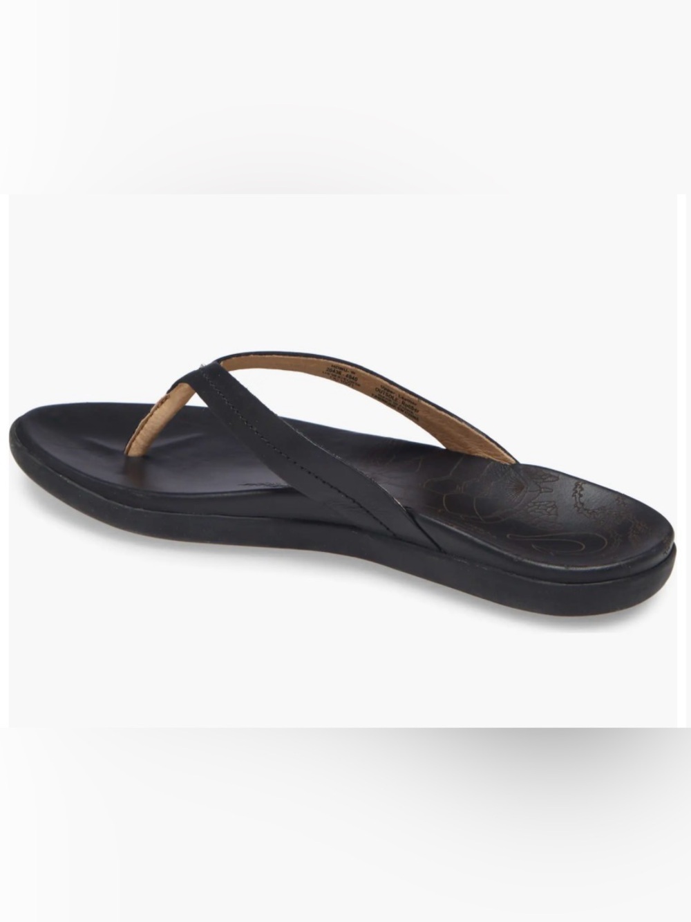 Olukai Honu Flip Flop black leather sandal slide in thong slippers 9 40 - Picture 4 of 10